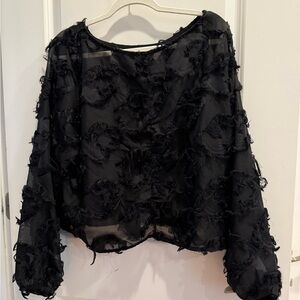 Elegant Black Textured Women's Top